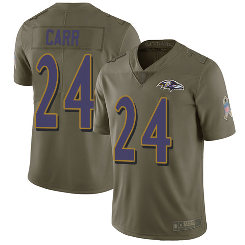 Baltimore Ravens Limited Olive Men Brandon Carr Jersey NFL Football #24 2017 Salute to Service